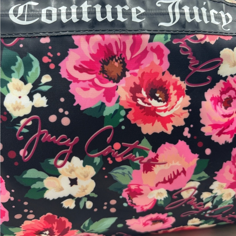 Juicy Couture Black and Pink Floral Travel Bag large duffle Cottagecore Y2K - Picture 4 of 13